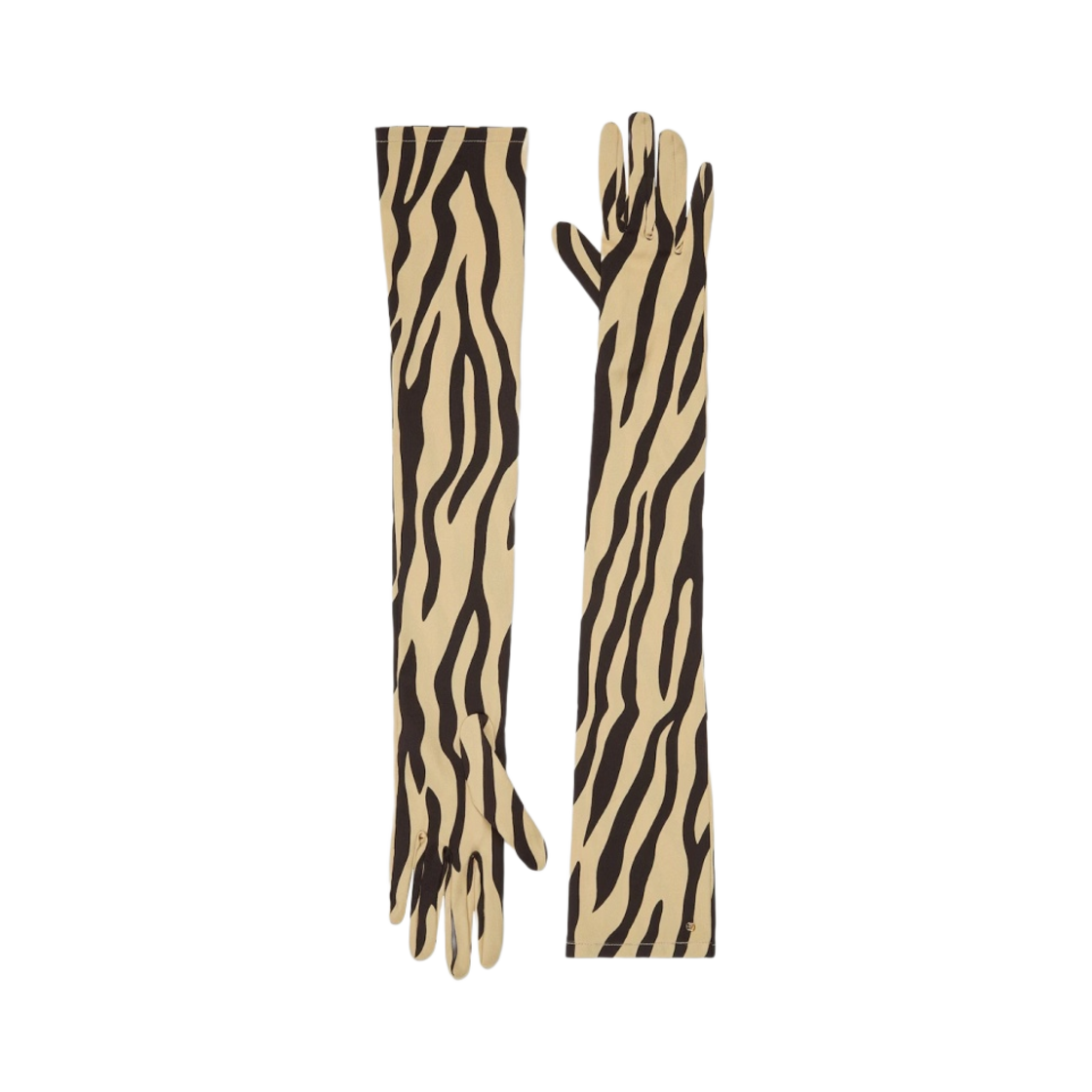(W) 구찌 롱 실크 트윌 애니멀 프린트 글러브 블랙 옐로우((W) Gucci Long Silk Twill Animal Print Gloves Black Yellow) - 1