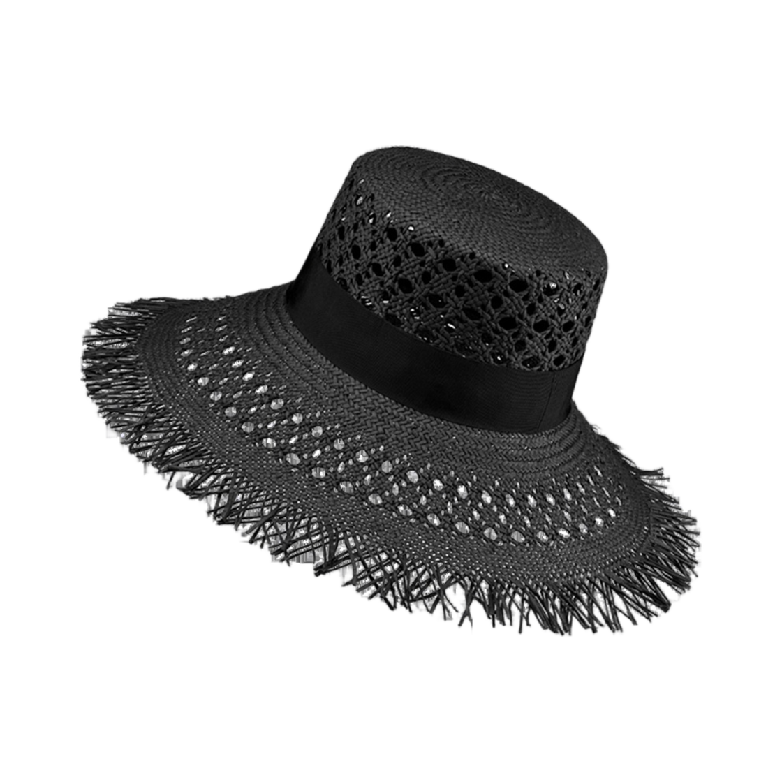 (W) 디올 노틸리-D 스몰 버킷햇 블랙 스트로우 자수 밴드((W) Dior Naughtily-D Small Brim Hat Black Straw Embroidered Band) - 3