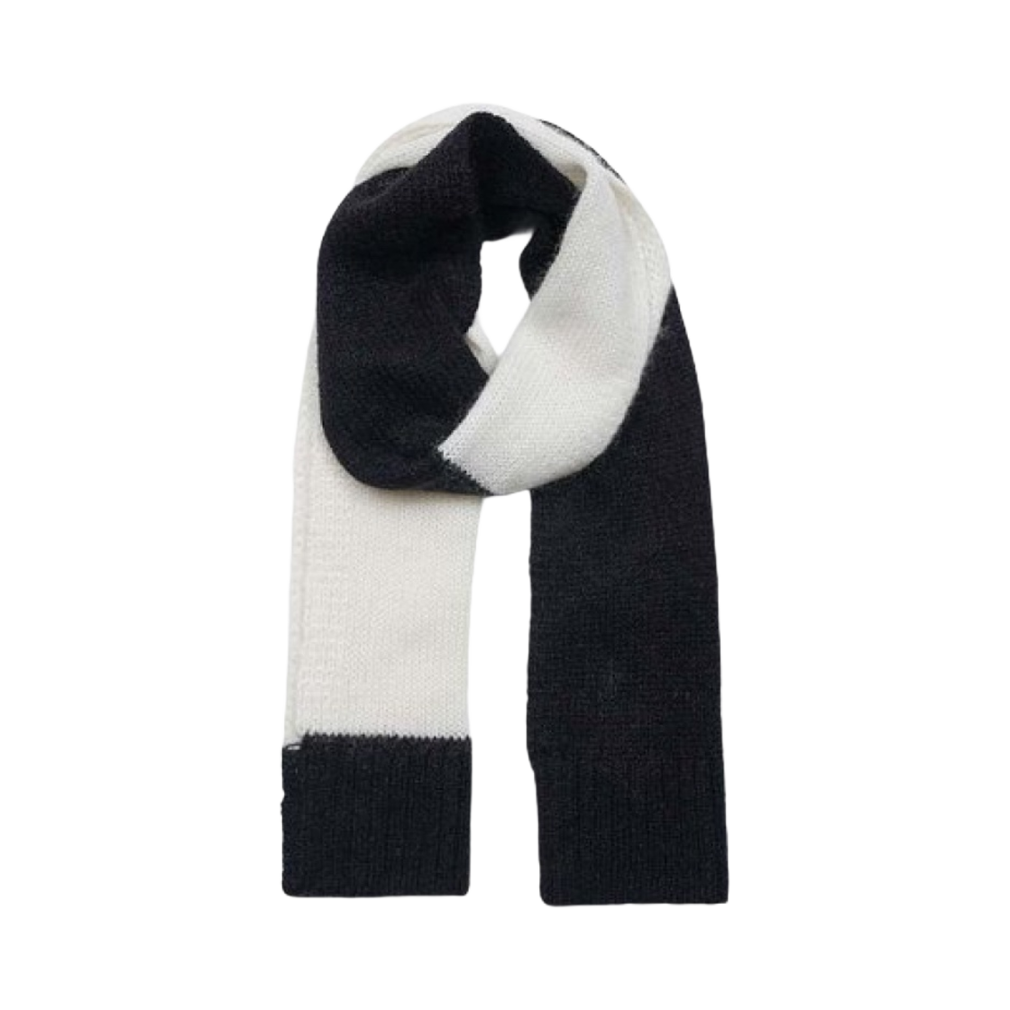JW 앤더슨 컬러 블록 립드 엣지 스카프 블랙 화이트(JW Anderson Color Block Ribbed Edge Scarf Black White)