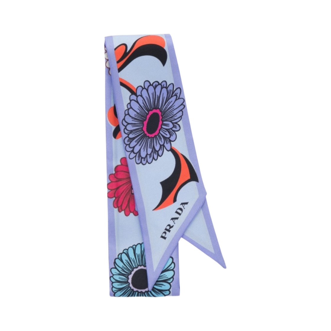 (W) 프라다 프린티드 실크 트윌 스카프 아스트랄 블루((W) Prada Printed Silk Twill Scarf Astral Blue) - 1