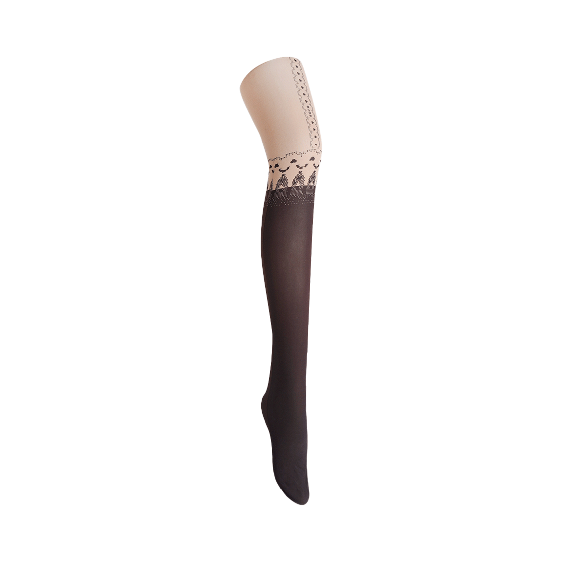 오호스 니삭스 그래픽 스타킹 브라운(OJOS Knee Socks Graphic Stocking Brown)