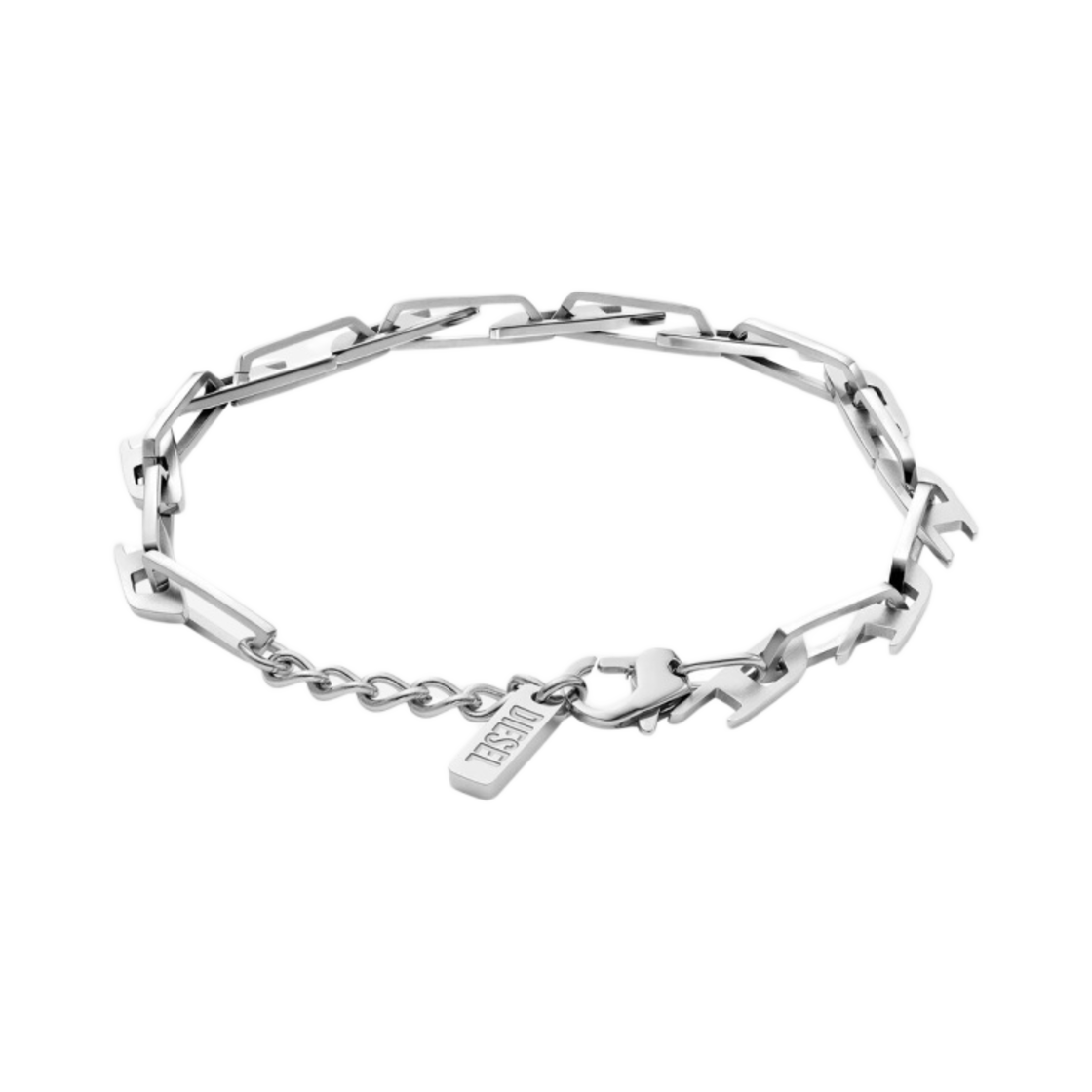 DX1536 Diesel Dx1536040 Stainless Steel Interlocking D Logo Chain Bracelet Silver