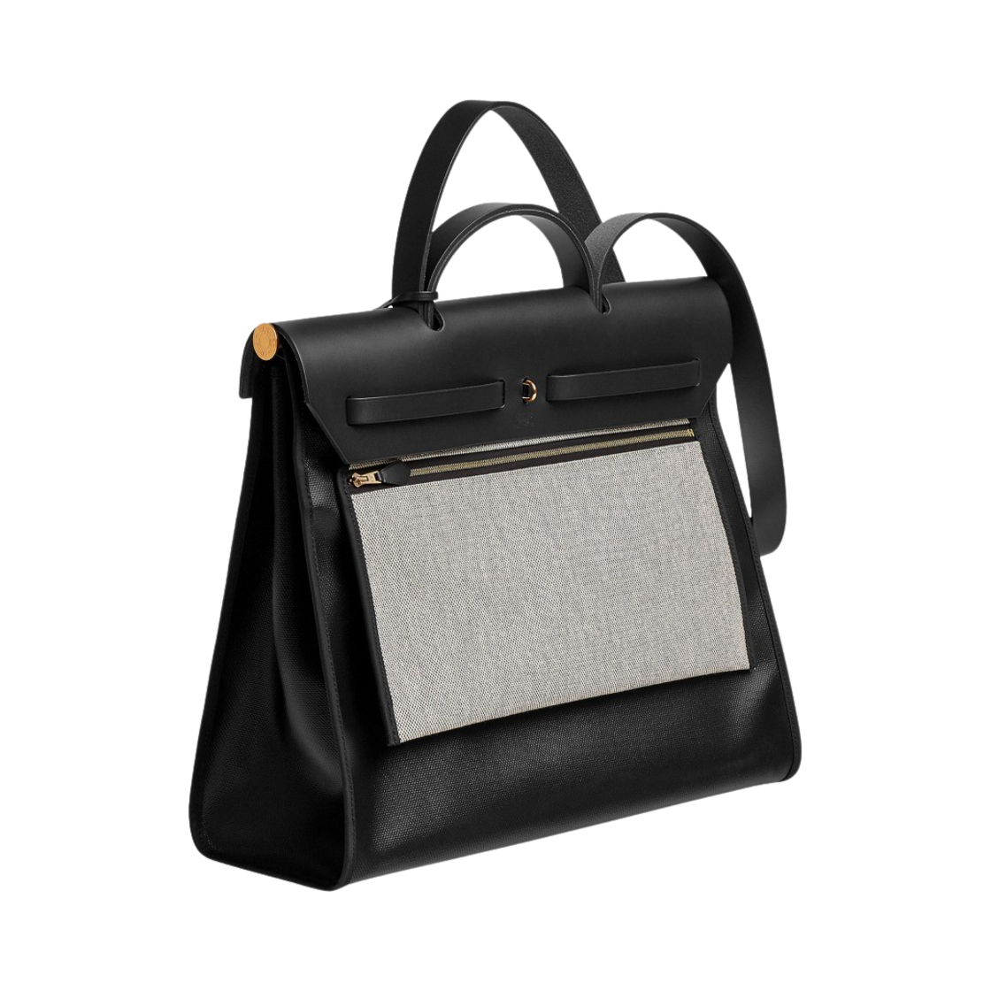 에르메스 에르백 집 39 백 H 베를린 캔버스 헌터 카우하이드 & 골드 하드웨어 누아 에크류 누아(Hermes Herbag Zip 39 Bag H Berlin Canvas Hunter Cowhide & Gold Noir Ecru Noir) - 4