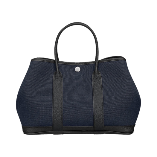 Hermes Garden Party 30 Bag Canvas Negonda & Palladium Bleu Marine Noir