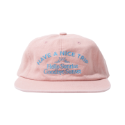 Hello Sunrise Washed Typo Arch Logo 6panel Cap Coral Pink