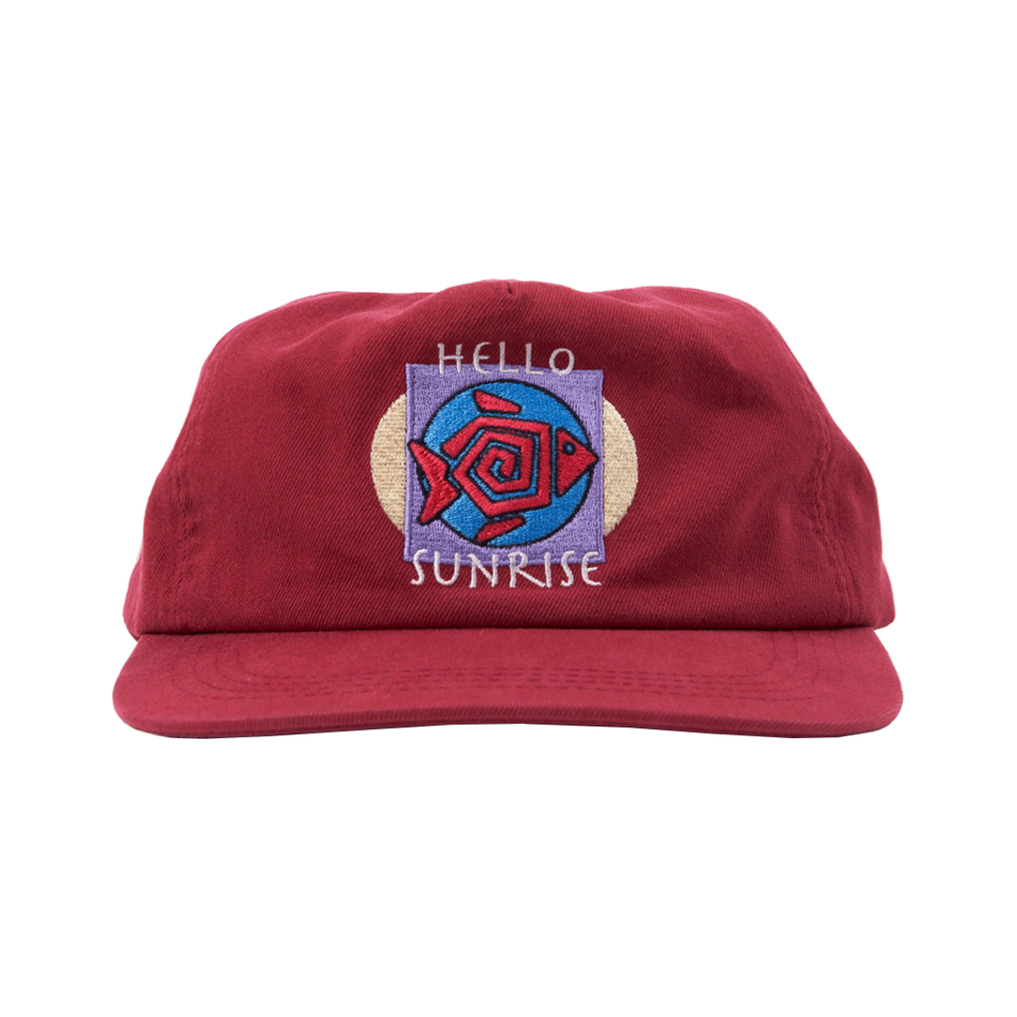 헬로선라이즈 피쉬 로고 릴랙스 핏 5패널 캡 레드(Hello Sunrise Fish Logo Relaxed Fit 5Panel Cap Red)