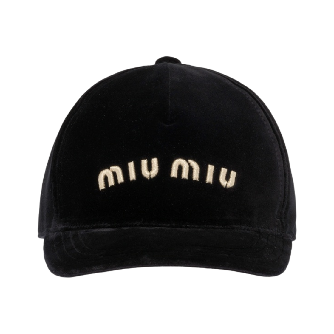 5HC179-068-F0X7F (W) Miu Miu Velvet Baseball Cap Black Platinum - 대표 이미지 #1