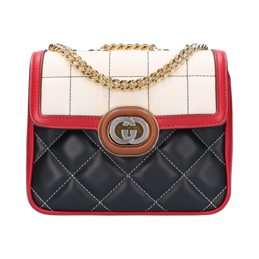 741457 [B등급] Gucci Vintage Deco Mini Shoulder Bag Black White Leather