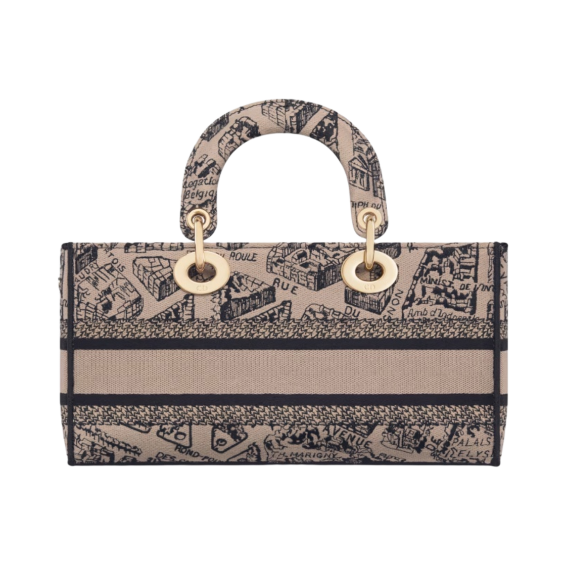디올 미디움 레이디 D 조이 백 플랜 드 파리 자수 베이지 블랙(Dior Medium Lady D Joy Bag Plan De Paris Embroidery Beige Black) - 3
