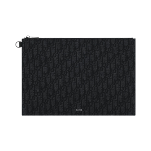 2ESCA491YSE-H03E Dior A4 Pouch Oblique Jacquard Black