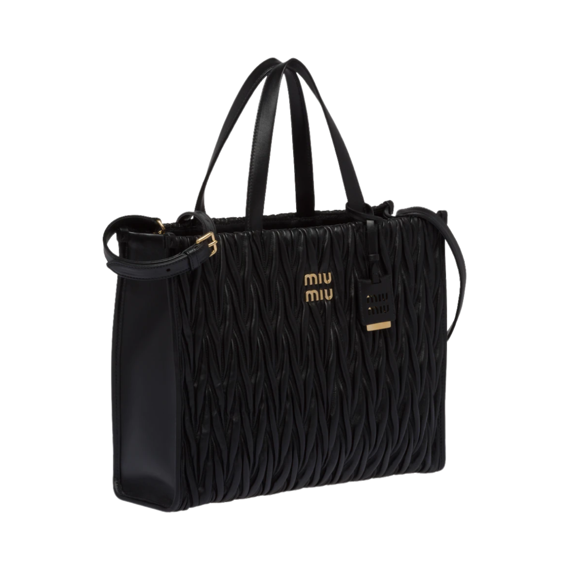미우 미우 마틀라세 나파 레더 토트백 블랙(Miu Miu Matelasse Nappa Leather Tote Bag Black) - 2