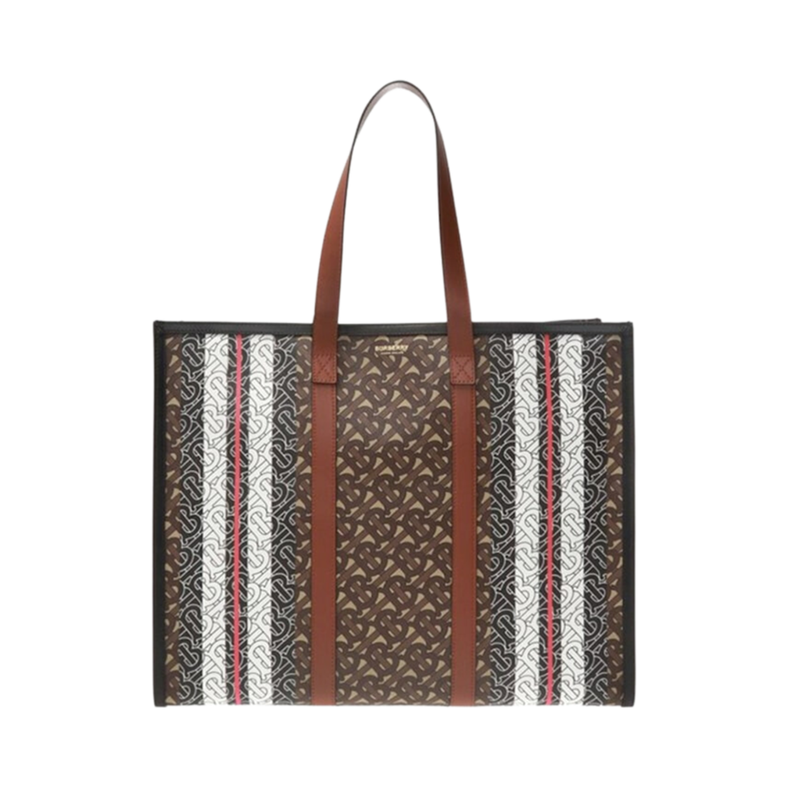 버버리 모노그램 스트라이프 토트백 브라이들 브라운(Burberry Monogram Stripe Tote Bag Bridle Brown) - 1