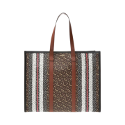 Burberry Monogram Stripe Tote Bag Bridle Brown
