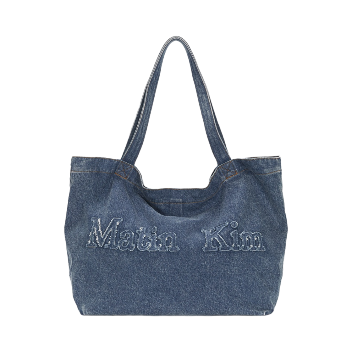 마뗑킴 로고 워시드 데님 토트백 블루(Matin Kim Logo Washed Denim Tote Bag Blue)