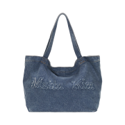 Matin Kim Logo Washed Denim Tote Bag Blue