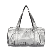 Matin Kim Glossy Logo Sporty Duffel Bag Silver