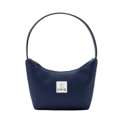 Emis Logo New Leather Hobo Bag Navy