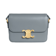 Celine Teen Triomphe Bag in Shiny Calfskin Blue Grey