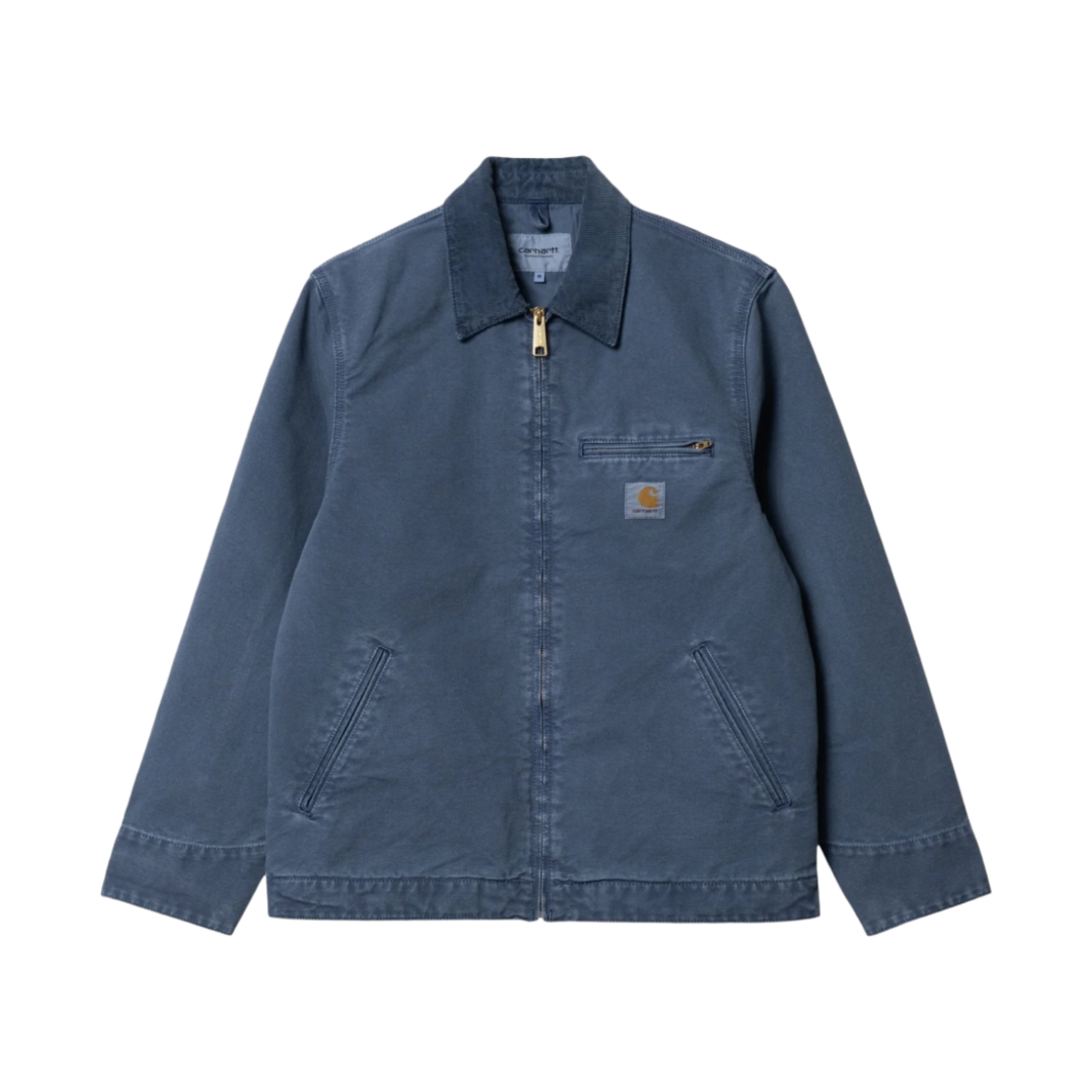 칼하트 WIP 코튼 포플린 라인드 디어본 캔버스 페이디드 디트로이트 자켓 스톰 블루 - 스프링