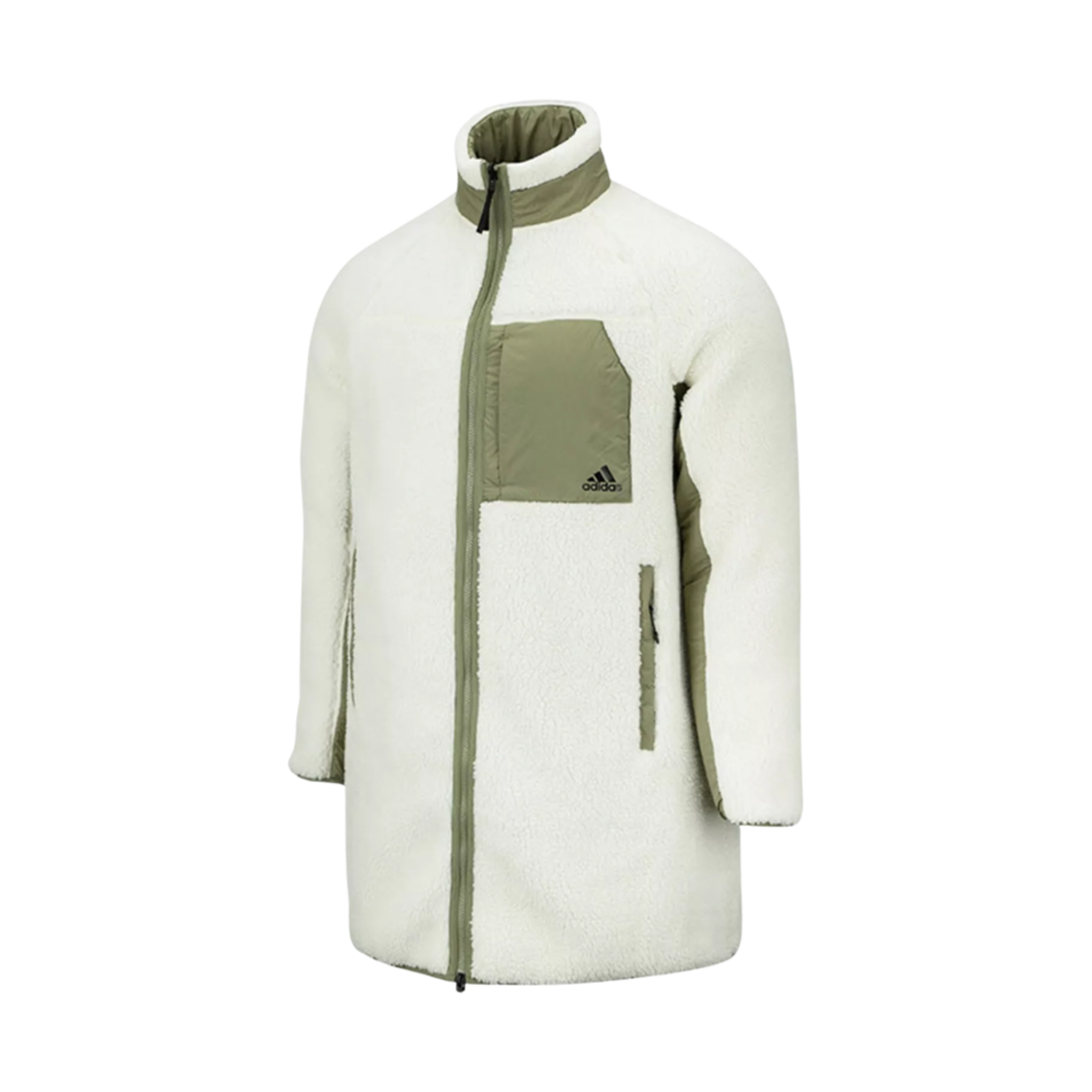 H20792 Adidas Reversible Sherpa Jacket Ivory Khaki- KR Sizing