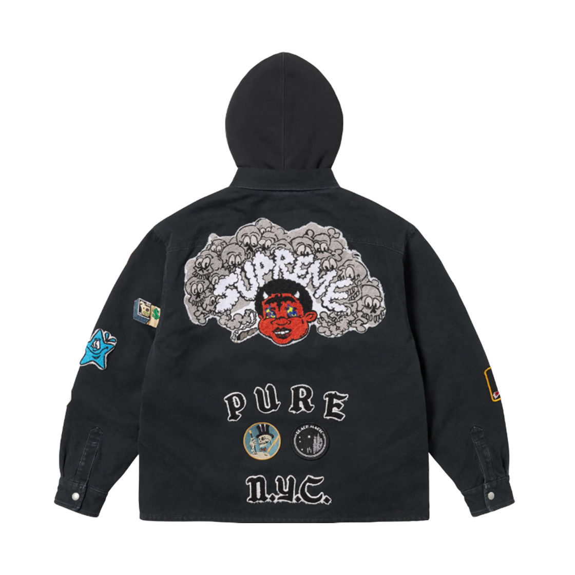 슈프림 패치스 후드 집업 셔츠 블랙 - 25SS(Supreme Patches Hooded Zip Up Shirt Black - 25SS) - 4