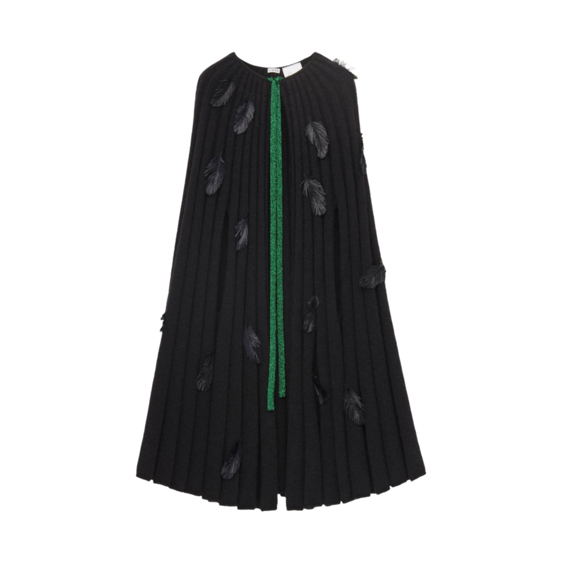 로에베 x 하울의 움직이는 성 모헤어 울 블렌드 페더 케이프 블랙(Loewe x Howl's Moving Castle Feathers Cape in Mohair And Wool Blend Black) - 1