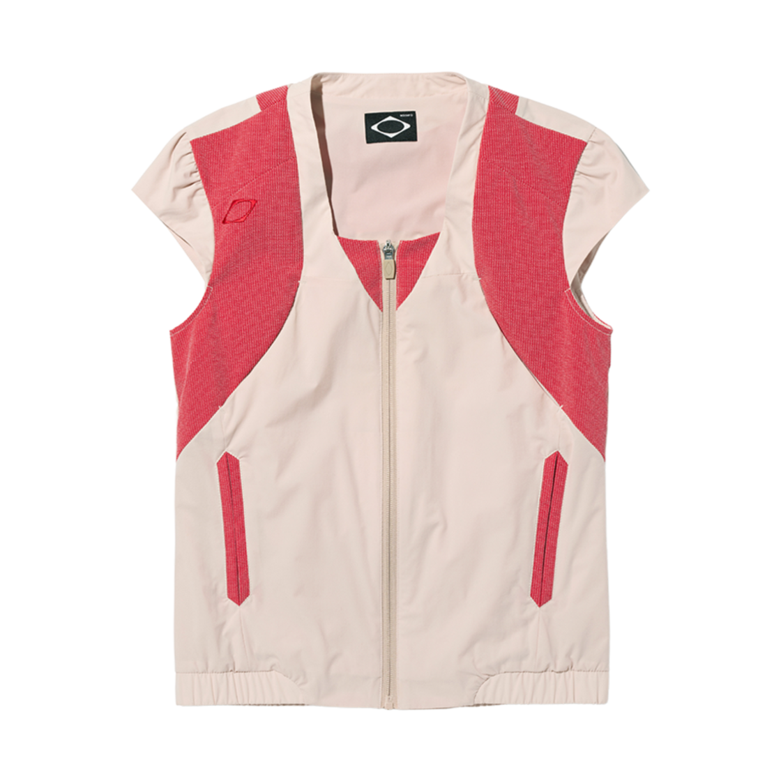 (W) 미스치프 컬러 블록 트랙 집업 레드 베이지((W) Mischief Color Blocked Track Zip Up Red Beige)