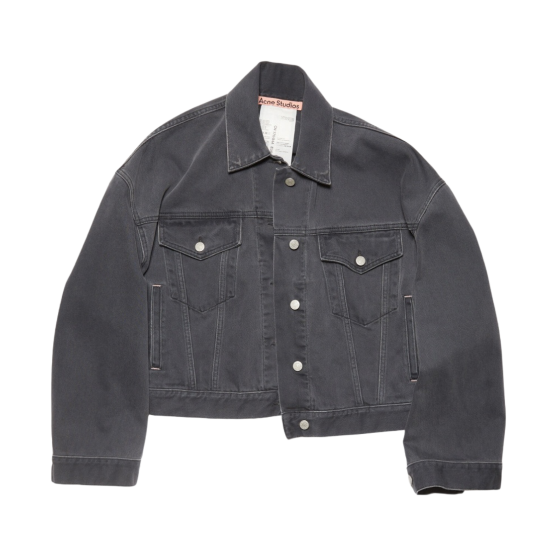 A90424-AA3 (W) Acne Studios Relaxed Cropped Fit Denim Jacket Dark Grey
