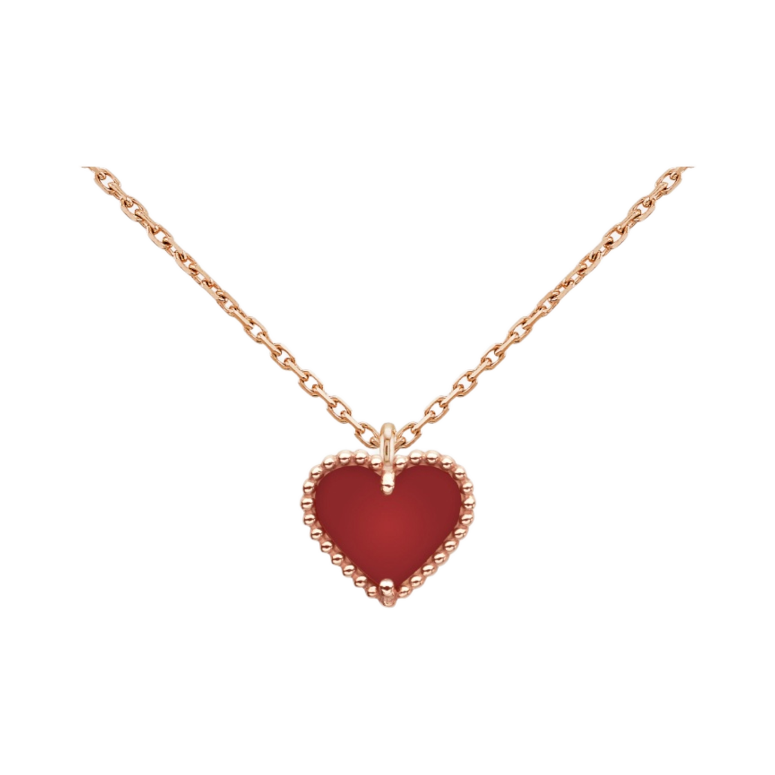 (W) 반 클리프 & 아펠 스위트 알함브라 하트 펜던트 로즈 골드 커넬리언((W) Van Cleef & Arpels Sweet Alhambra Heart Pendant Rose Gold Carnelian) - 2