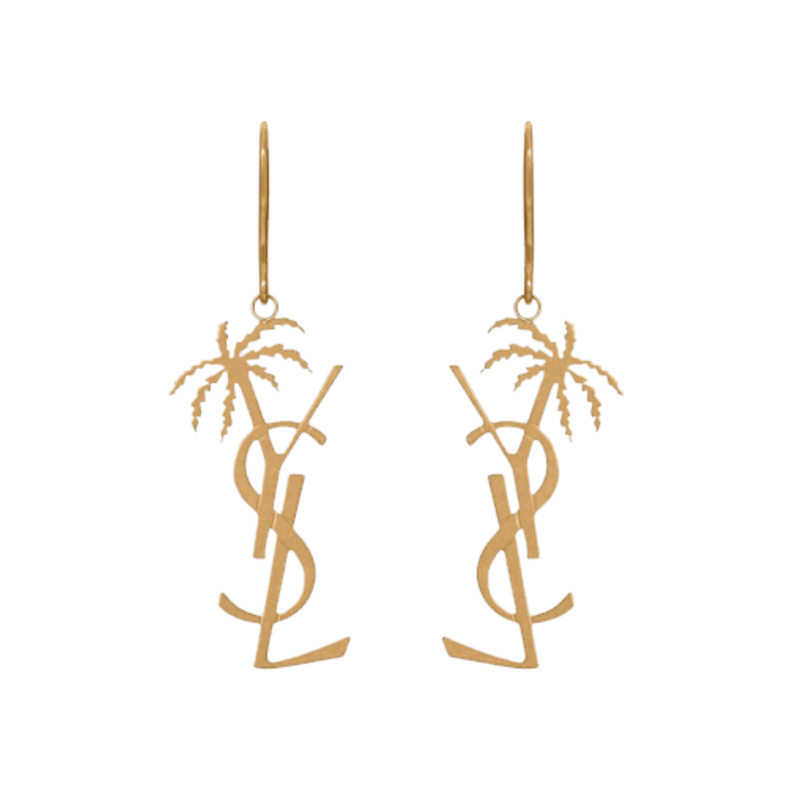 (W) 생로랑 카산드라 팜 이어링 메탈 골드((W) Saint Laurent Cassandre Palm Earrings in Metal Gold) - 1