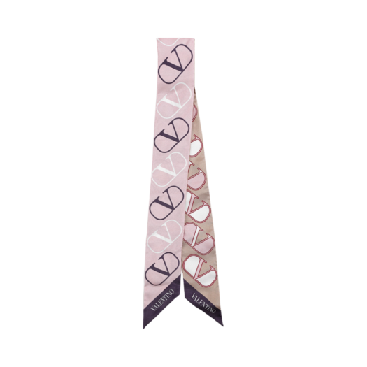 (W) Valentino Vlogo Silk Bandeau Scarf Pink
