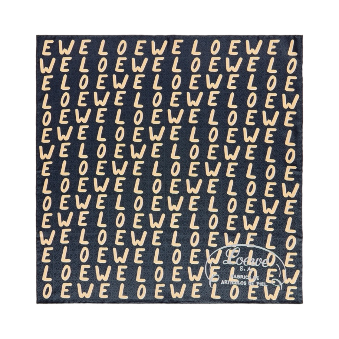 (W) 로에베 스카프 인 실크 네이비 브라운((W) Loewe Scarf In Silk Navy Brown) - 1