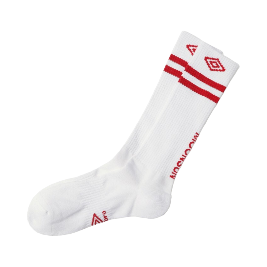 엄브로 x 문선 스트라이프 크루 하이 삭스 화이트(Umbro x Moonsun Stripe Crew High Socks White)