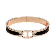 (W) Hermes Mini Clic Chaine D'Ancre Bracelet Rose Gold & Noir