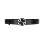 Gucci Belt with Interlocking G Buckle Black Leather