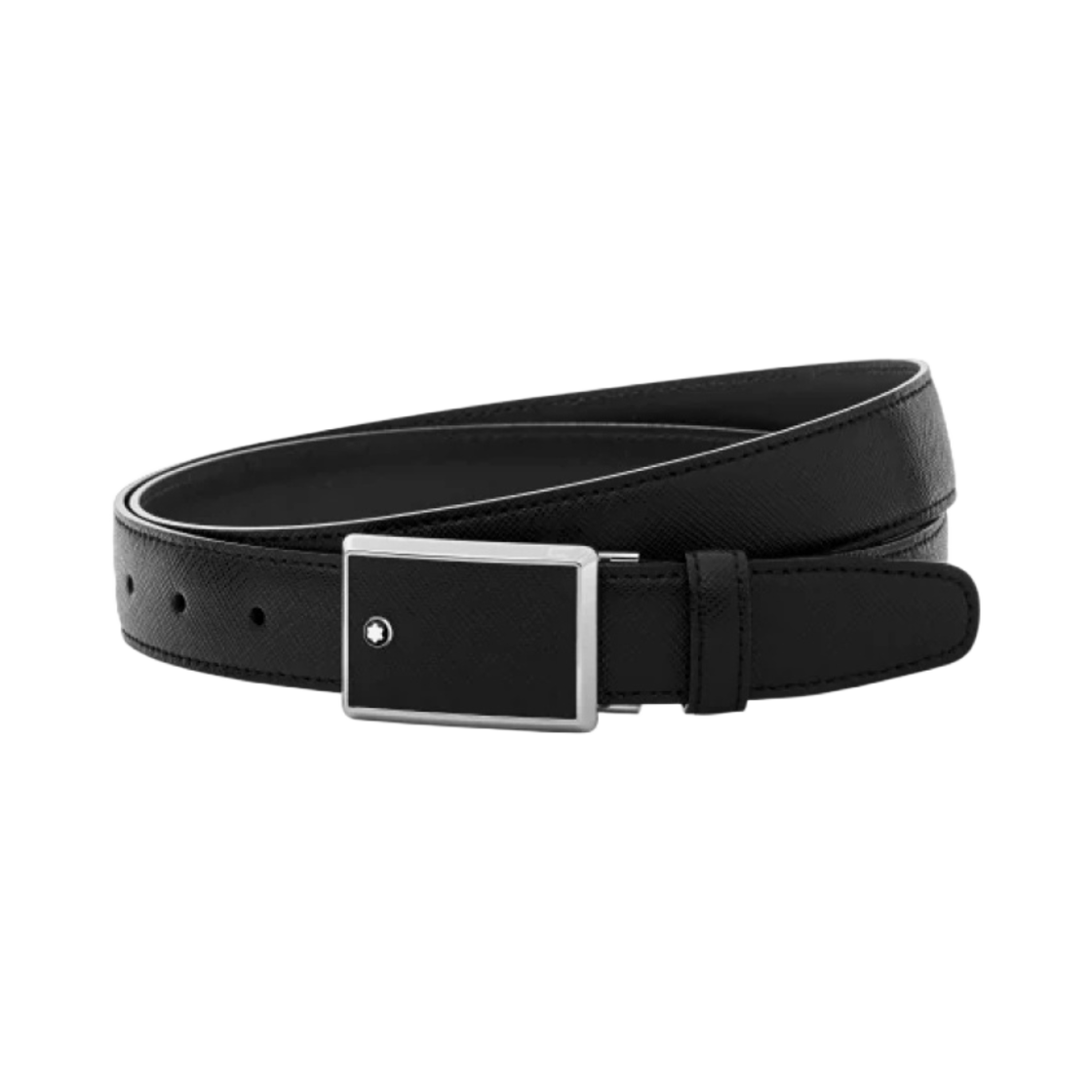 114421 Montblanc Plate Buckle 30mm Saffiano Leather Belt Black