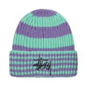 Stussy Striped Big Basic Beanie Green