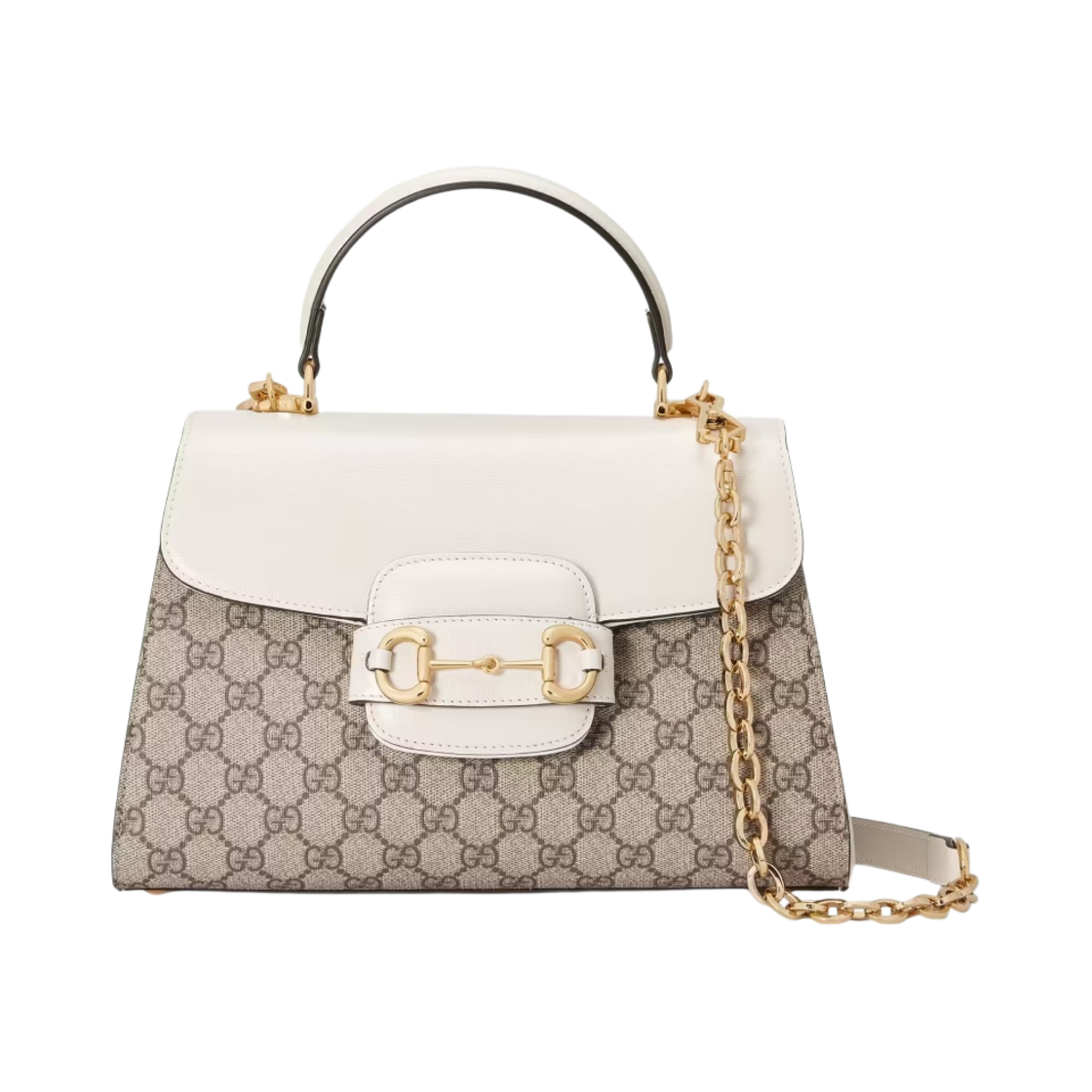 구찌 홀스빗 1955 미디움 핸들백 화이트 베이지 에보니 - 한국 한정(Gucci Horsebit 1955 Medium Handle Bag White Beige Ebony - Korea Exclusive) - 1
