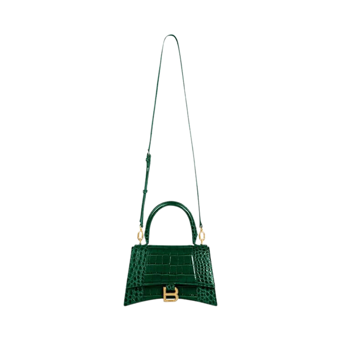 5935461LRGM3011 Balenciaga Hourglass Small Handbag Crocodile Embossed Forest Green - #3