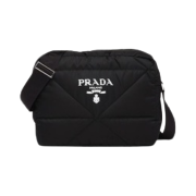 Prada Logo Quilted Cross Bag Black