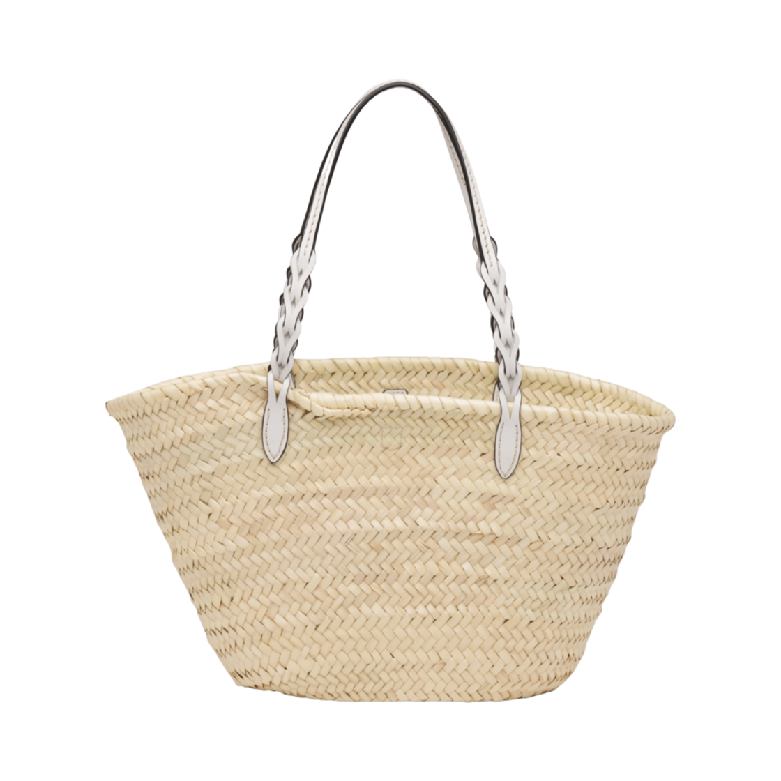 프라다 우븐 팜 레더 토트백 탄 화이트(Prada Woven Palm and Leather Tote Bag Tan White) - 3