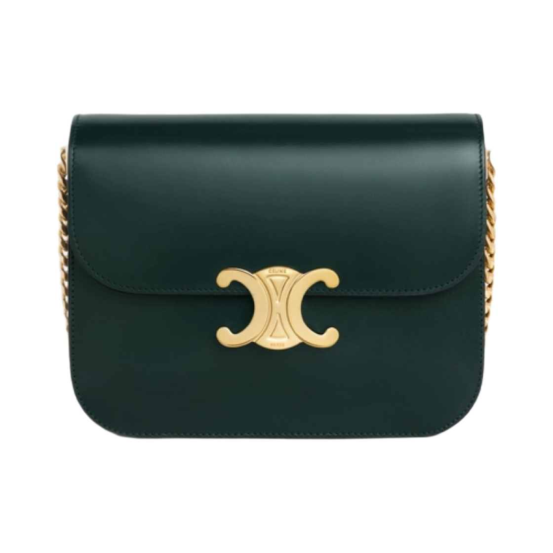 113583BF4-31AN Celine College Triomphe Bag in Shiny Calfskin Amazone