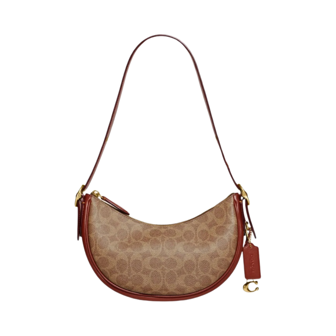 코치 루나 숄더백 시그니쳐 캔버스 탄 러스트