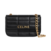 Celine Chain Shoulder Bag Matelasse Monochrome Celine in Quilted Goatskin Black