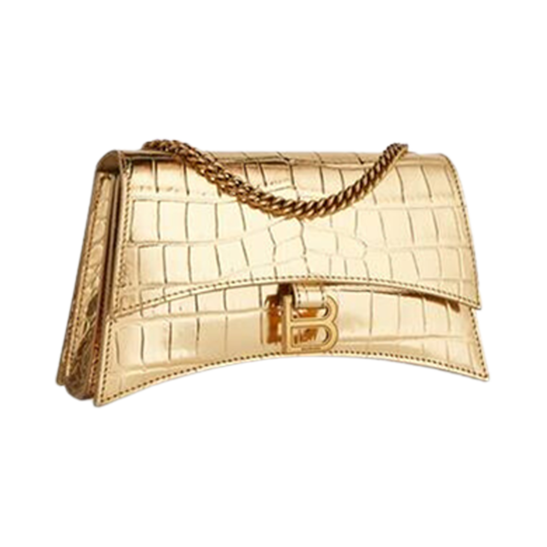 발렌시아가 크러쉬 XS 체인백 메탈라이즈드 크로커다일 엠보스 골드(Balenciaga Crush XS Chain Bag Metallized Crocodile Embossed Gold) - 2