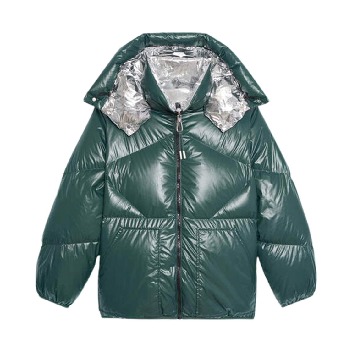 (W) 산드로 리버시블 패디드 자켓 보틀 그린((W) Sandro Reversible Padded Jacket Bottle Green)