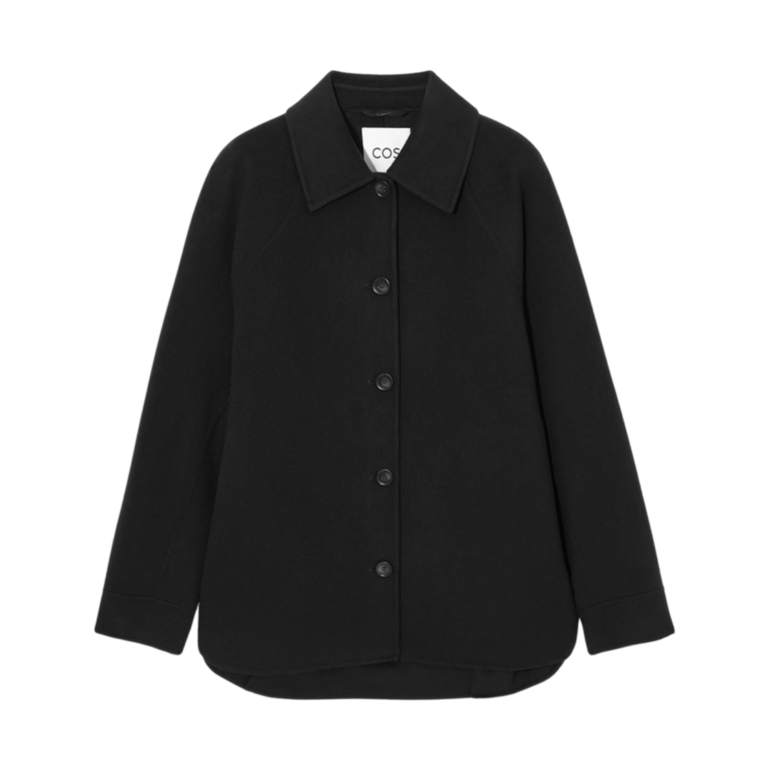 (W) 코스 더블 페이스드 울 오버셔츠 블랙((W) COS Double-Faced Wool Overshirt Black)