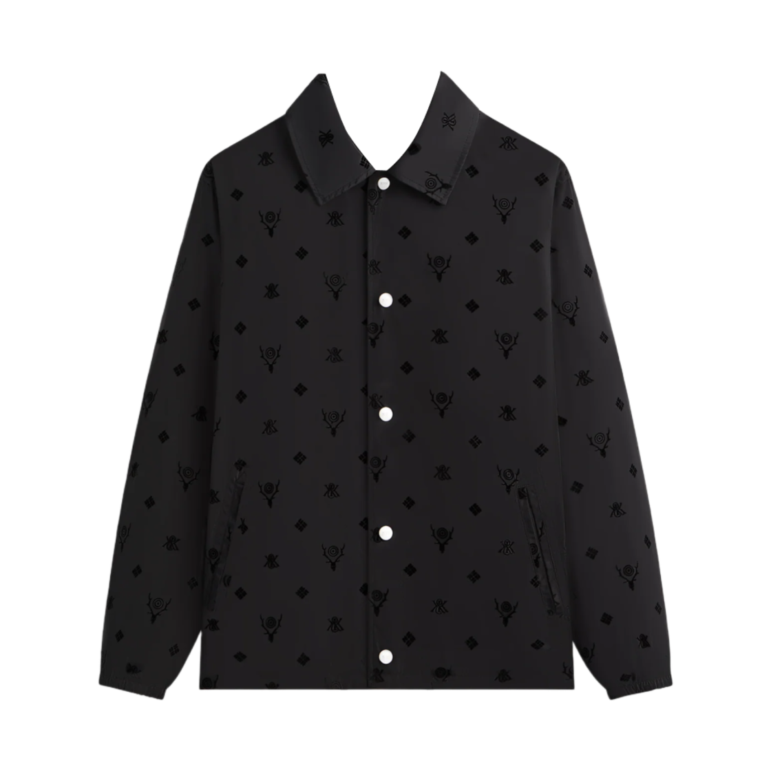 키스 x 사우스2 웨스트8 x 컬럼비아 플록 모노그램 코치 자켓 블랙(Kith x South2 West8 x Columbia Flocked Monogram Coaches Jacket Black) - 1