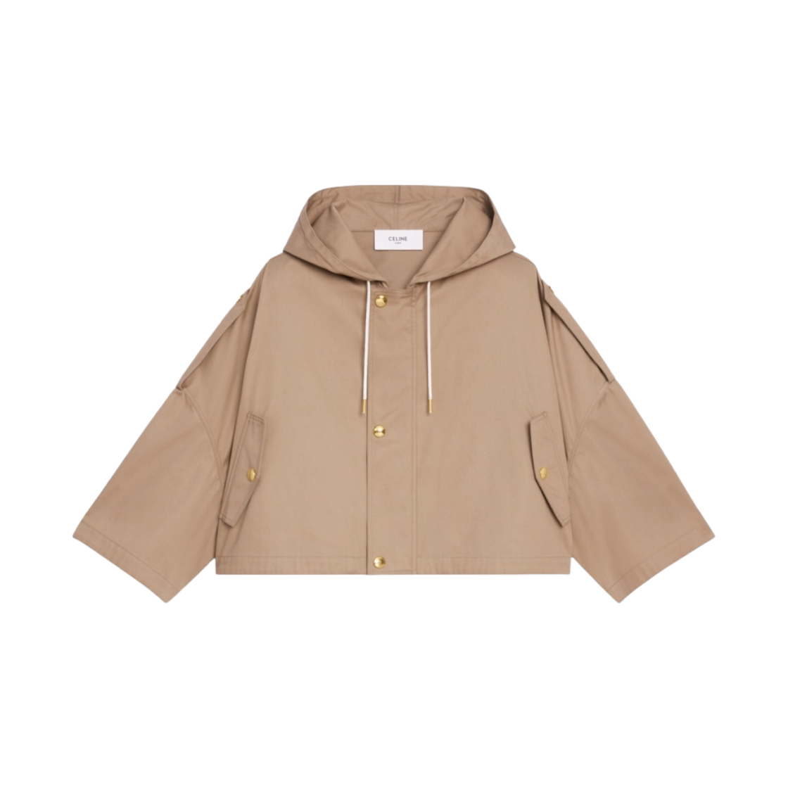 (W) 셀린느 테크니컬 코튼 크롭 파카 베이지((W) Celine Cropped Parka in Technical Cotton Beige) - 1