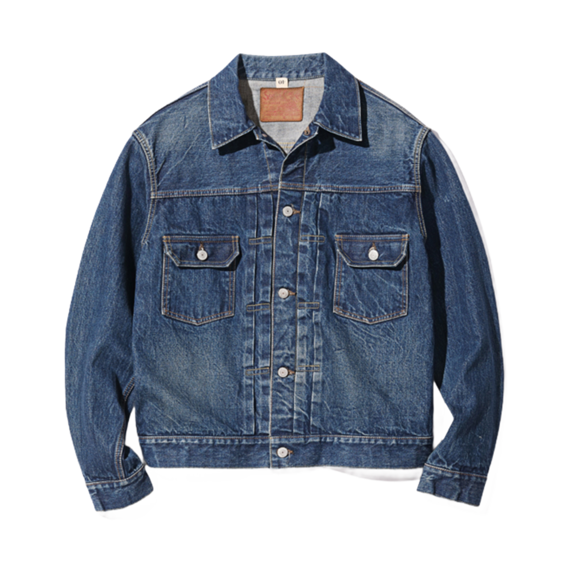 SC11953SH-429 Sugar Cane 14.25 oz. Denim Jacket 1953 Aged Model Dark Blue